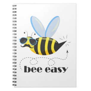 Bijenkarakter met snor zonnebril Bee Easy Notitieboek