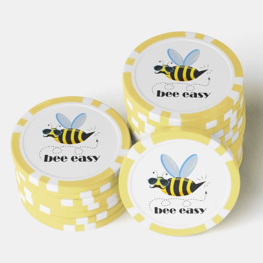 Bijenkarakter met snor zonnebril Bee Easy Poker Chips (Opstapeling)
