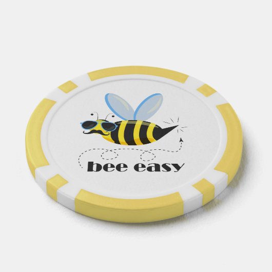Bijenkarakter met snor zonnebril Bee Easy Poker Chips (Enkel)