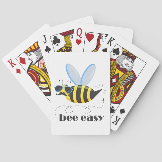 Bijenkarakter met snor zonnebril Bee Easy Pokerkaarten (Achterkant)