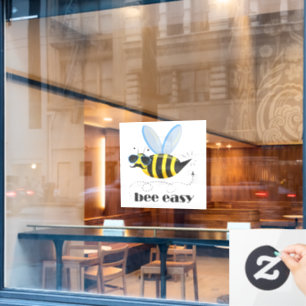 Bijenkarakter met snor zonnebril Bee Easy Raamsticker