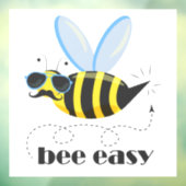 Bijenkarakter met snor zonnebril Bee Easy Raamsticker (Vel 3)