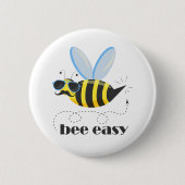 Bijenkarakter met snor zonnebril Bee Easy Ronde Button 5,7 Cm (Voorkant)