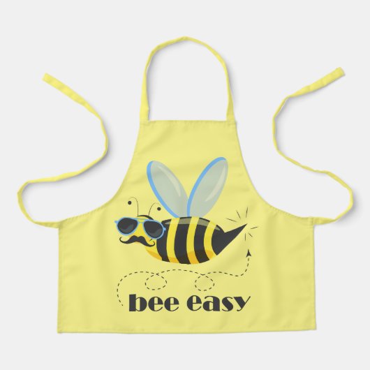 Bijenkarakter met snor zonnebril Bee Easy Schort (Voorkant)