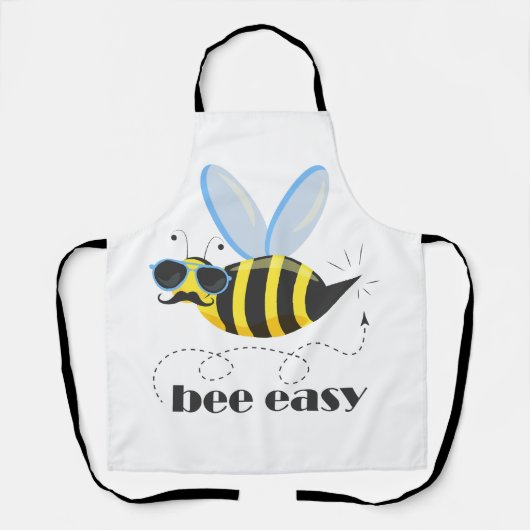 Bijenkarakter met snor zonnebril Bee Easy Schort (Voorkant)
