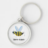 Bijenkarakter met snor zonnebril Bee Easy Sleutelhanger (Voorkant)
