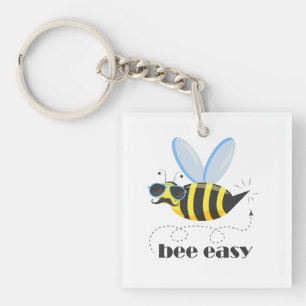 Bijenkarakter met snor zonnebril Bee Easy Sleutelhanger