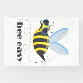 Bijenkarakter met snor zonnebril Bee Easy Spandoek (Horizontaal)