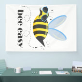 Bijenkarakter met snor zonnebril Bee Easy Spandoek (Beurs)