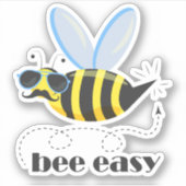Bijenkarakter met snor zonnebril Bee Easy Sticker (Voorkant)