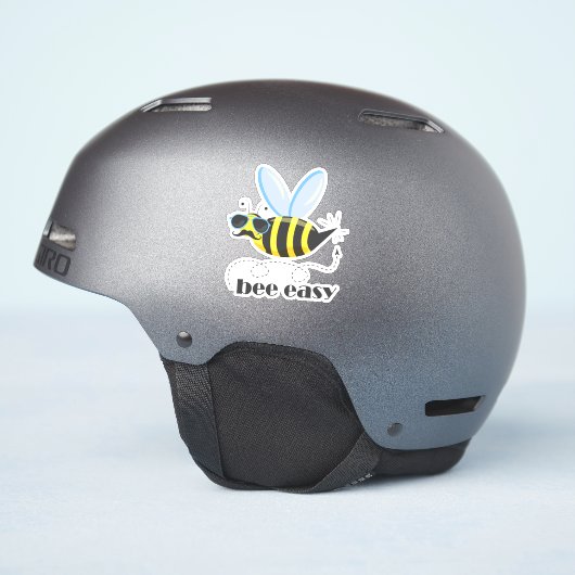 Bijenkarakter met snor zonnebril Bee Easy Sticker (Helm Zijkant)