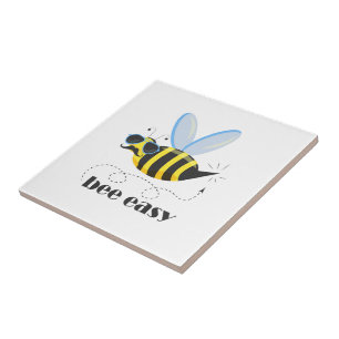 Bijenkarakter met snor zonnebril Bee Easy Tegeltje