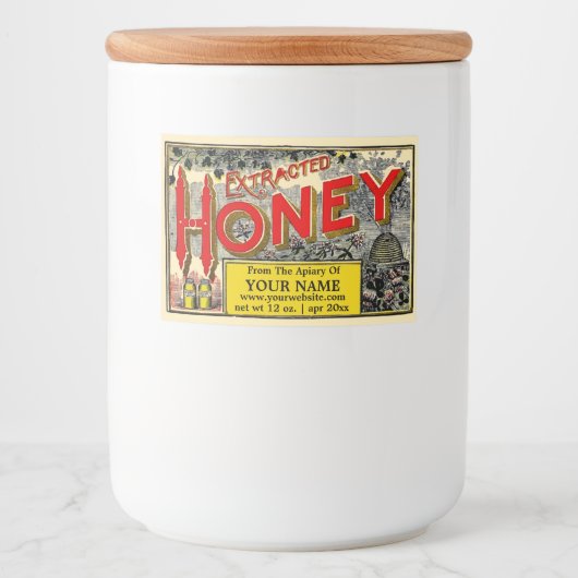  bijenkast geëxtraheerde honing voedselcontainer etiket (Voorkant)