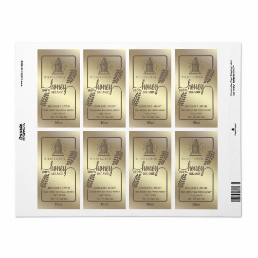  bijenkast voor goudhoningbijenkast etiket (Full Sheet)