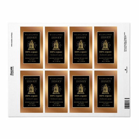  bijenkast voor goudhoninghoning etiket (Full Sheet)