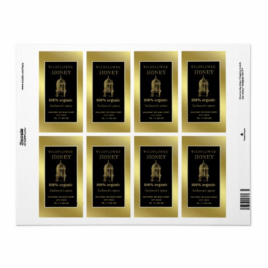  bijenkast voor goudhoninghoning etiket (Full Sheet)