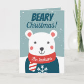 Bijenkerstmis met cartoon polair beer kaart (Voorkant)
