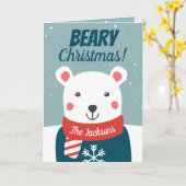 Bijenkerstmis met cartoon polair beer kaart (Gele Bloem)