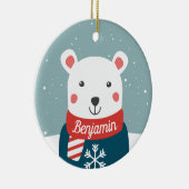 Bijenkerstmis met cartoon polair beer keramisch ornament (Rechts)