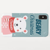 Bijenkerstmis met cartoon polair beer met naam Case-Mate iPhone case (Achterkant (horizontaal))