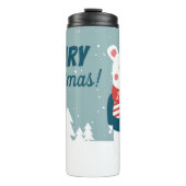 Bijenkerstmis met cartoon wit poolbeer thermosbeker (Voorkant)