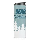 Bijenkerstmis met cartoon wit poolbeer thermosbeker (Gedraaid links)