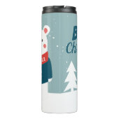Bijenkerstmis met cartoon wit poolbeer thermosbeker (Achterkant)