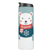 Bijenkerstmis met cartoon wit poolbeer thermosbeker (Geroteerd rechts)
