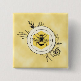 Bijenknop Vierkante Button 5,1 Cm
