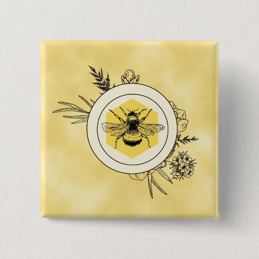 Bijenknop Vierkante Button 5,1 Cm (Voorkant)