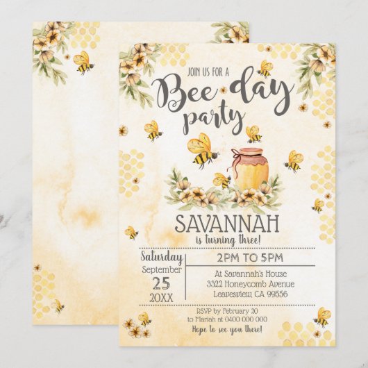 Bijenkomst uitnodiging op feestdag (Voorkant / Achterkant)