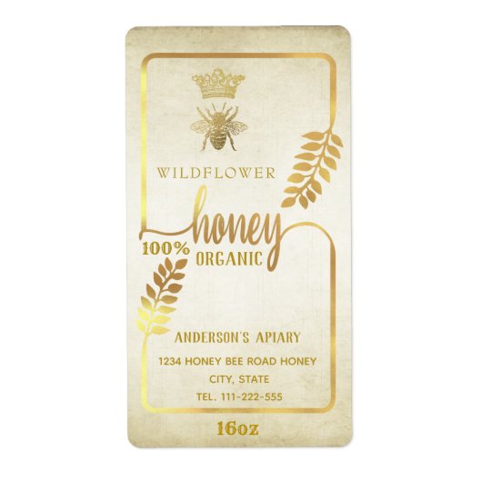  bijenkoningkoningin bijenkast jar etiket (Voorkant)