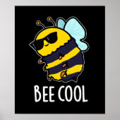 Bijenkool Funny Insect Bee Pun Dark BG Poster (Voorkant)