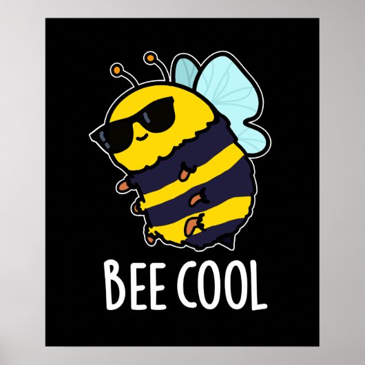 Bijenkool Funny Insect Bee Pun Dark BG Poster (Voorkant)