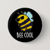Bijenkool Funny Insect Bee Pun Dark BG Ronde Button 5,7 Cm (Voorkant)