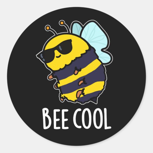 Bijenkool Funny Insect Bee Pun Dark BG Ronde Sticker (Voorkant)