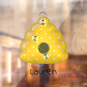 Bijenkool met bijenkooi, speciaal gepersonaliseerd raamsticker