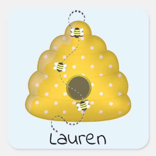 Bijenkool met bijenkooi vierkante sticker (Voorkant)