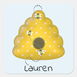 Bijenkool met bijenkooi vierkante sticker