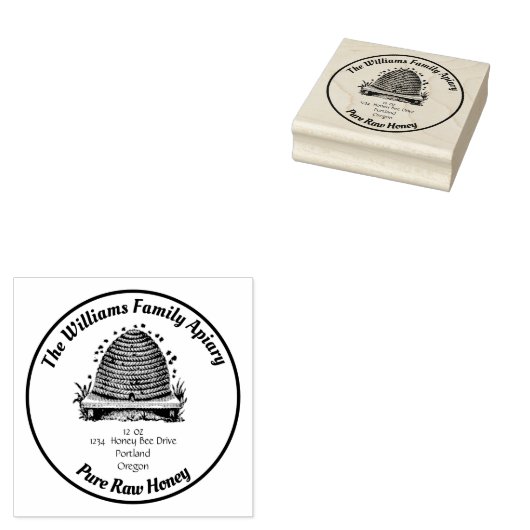  bijenkorf Apiary Adres Honey Jar Rubberstempel (Gestempeld)