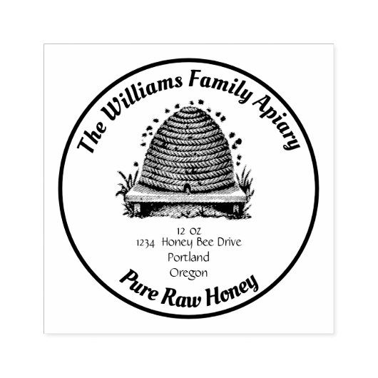  bijenkorf Apiary Adres Honey Jar Rubberstempel (Afrduk)