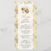 Bijenkorf Bloem Bij Klasse Aangepaste Baby Shower Menu (Voorkant)