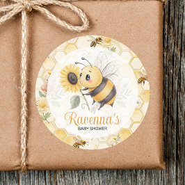Bijenkorf Bloemen Bij Naam Baby Shower Ronde Sticker