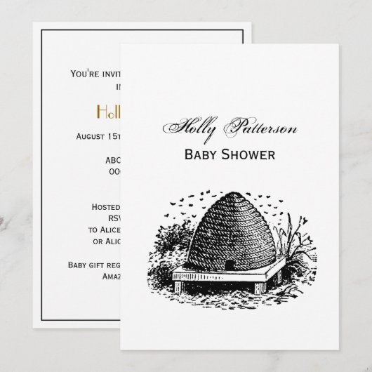 Bijenkorf en Bijen #1 Heraldisch Vintage Kaart (Voorkant / Achterkant)