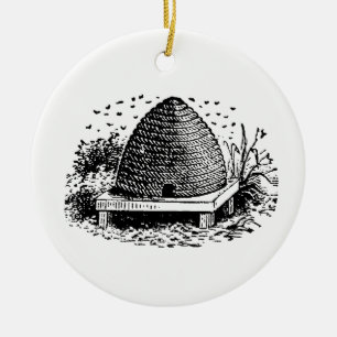 Bijenkorf en Bijen #1 Heraldisch Vintage Keramisch Ornament