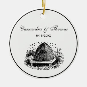 Bijenkorf en Bijen #1 Heraldisch Vintage Keramisch Ornament