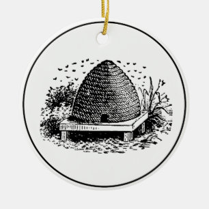 Bijenkorf en Bijen #1 Heraldisch Vintage Keramisch Ornament