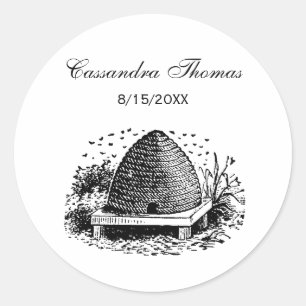 Bijenkorf en Bijen #1 Heraldisch Vintage Ronde Sticker