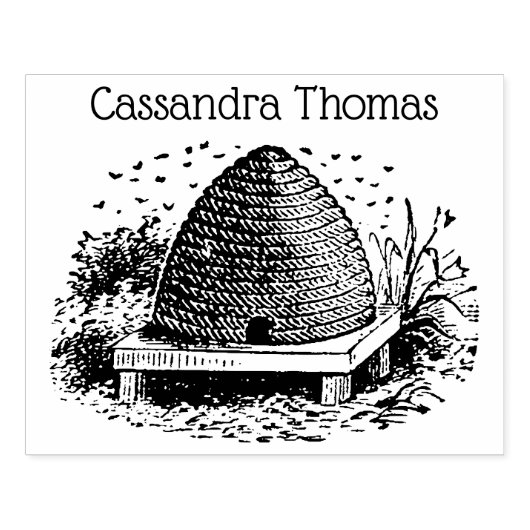 Bijenkorf en bijen #1 Heraldische  naam Rubberstempel (Afrduk)