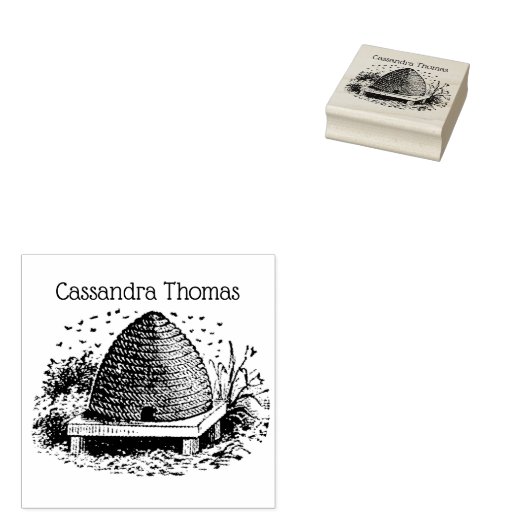 Bijenkorf en bijen #1 Heraldische  naam Rubberstempel (Gestempeld)